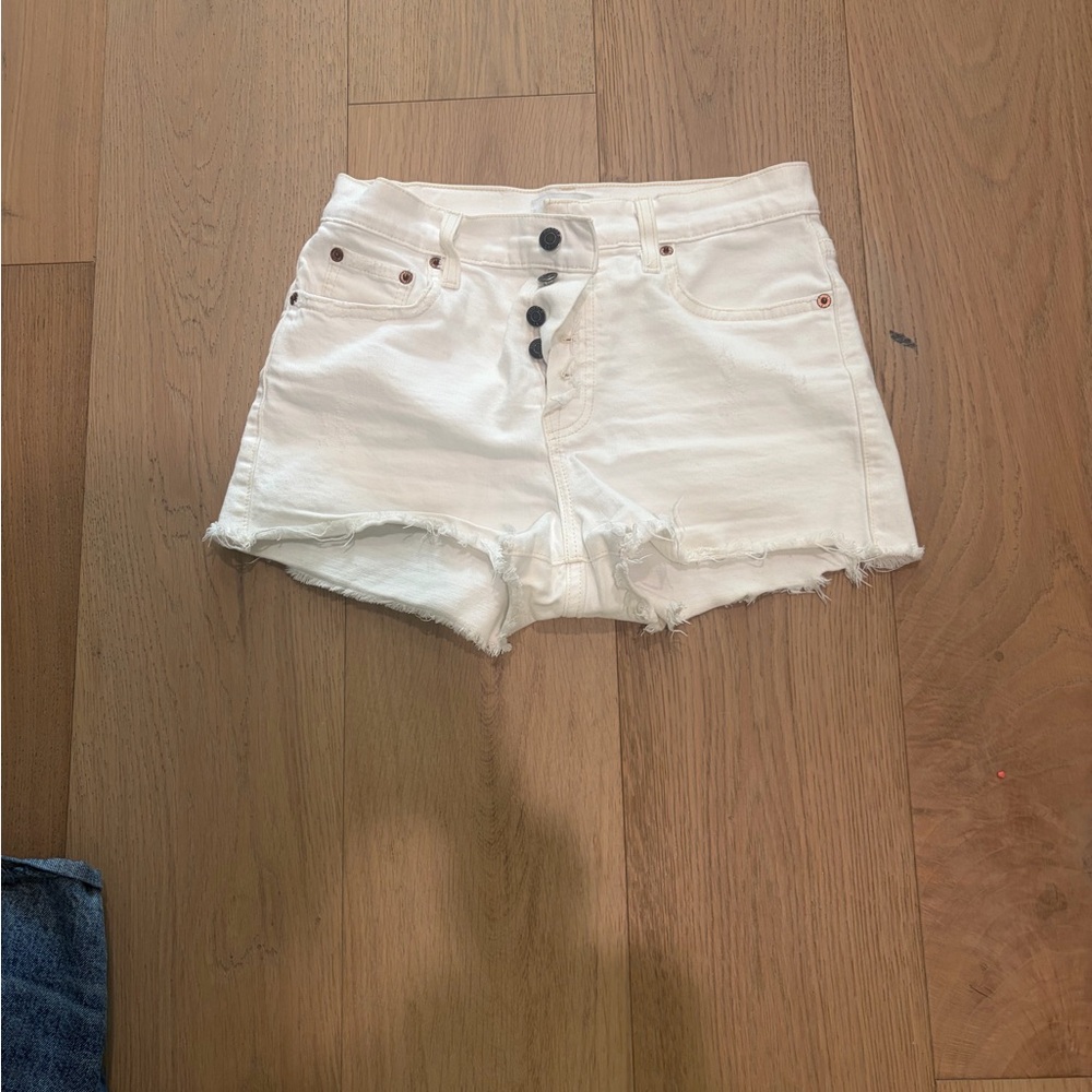 Pistola White Frayed Hem Jean Shorts